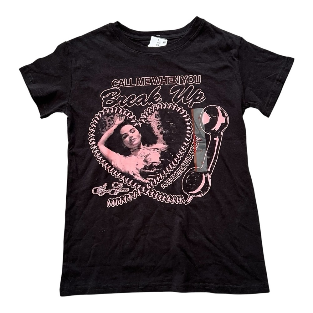 NWT Selena Gomez " Call Me When You Break Up" Black T- Shirt Size (XS)